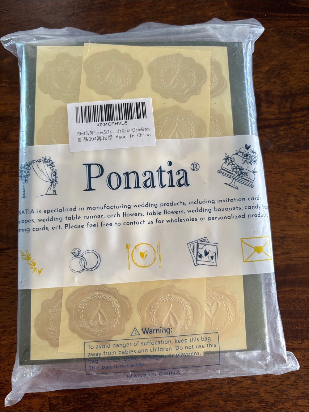 PONATIA 50 Pack A7 Envelopes, 5 x 7 Olive Green Self-Adhesive Envelopes